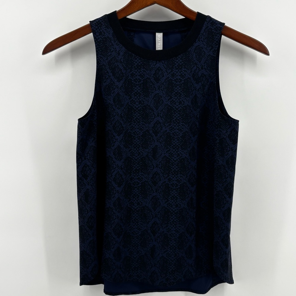 Athleta‎ Womens Blue/Black SnakeSkin Design Razorback Tank Top Size S